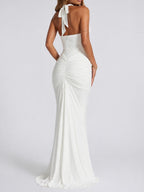 Rosette Cutout Front Maxi Dress - White