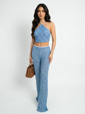 Zigzag Pattern 3-Piece Cover Up Set Halter Neck Top