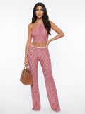 Zigzag Pattern 3-Piece Cover Up Halter Neck Top