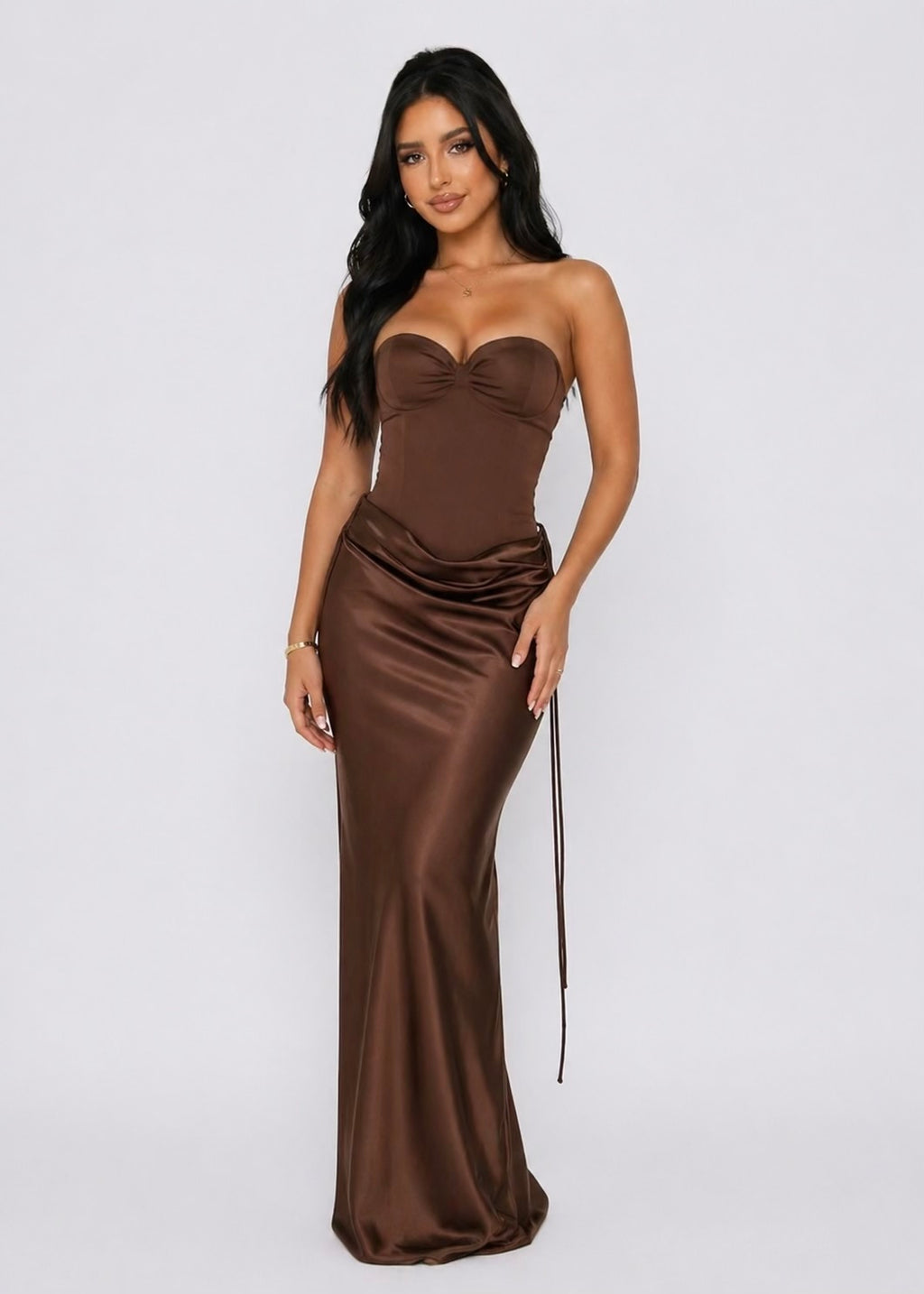 Coco Satin Strapless Bodycon Maxi Dress