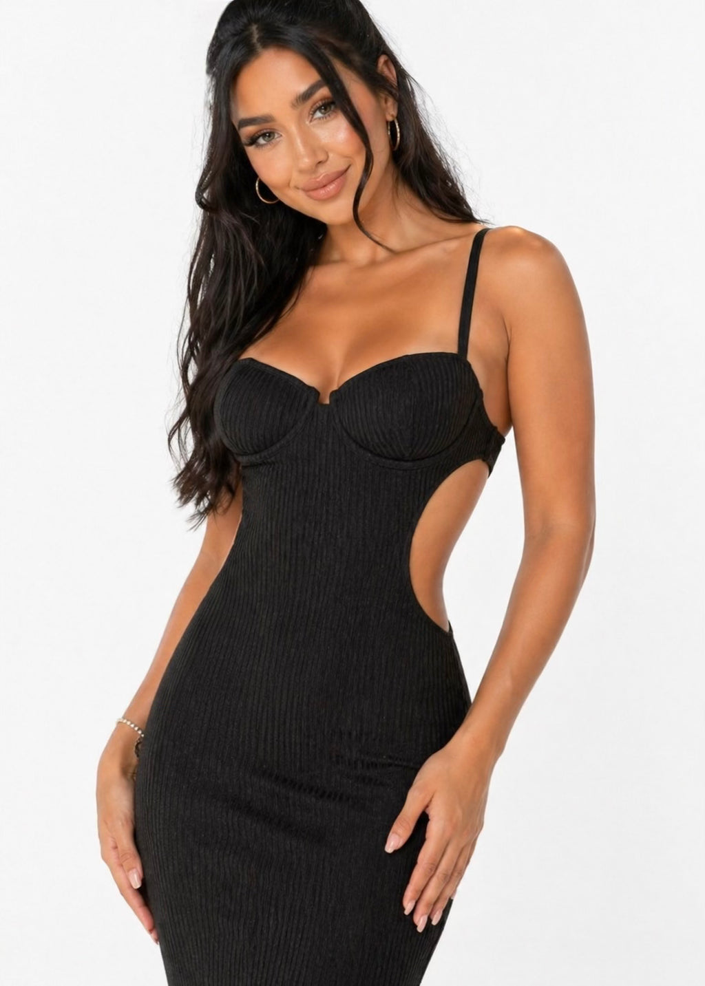 Donna 3D Stripe Cutout Back Maxi Dress