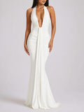 Rosette Cutout Front Maxi Dress - White
