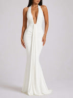 Rosette Cutout Front Maxi Dress - White