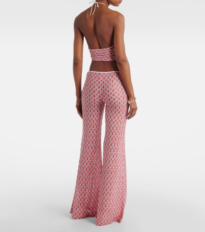 Zigzag Pattern 3-Piece Cover Up Halter Neck Top