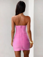 Bubble Pink Bandage Bodycon Mini Dress