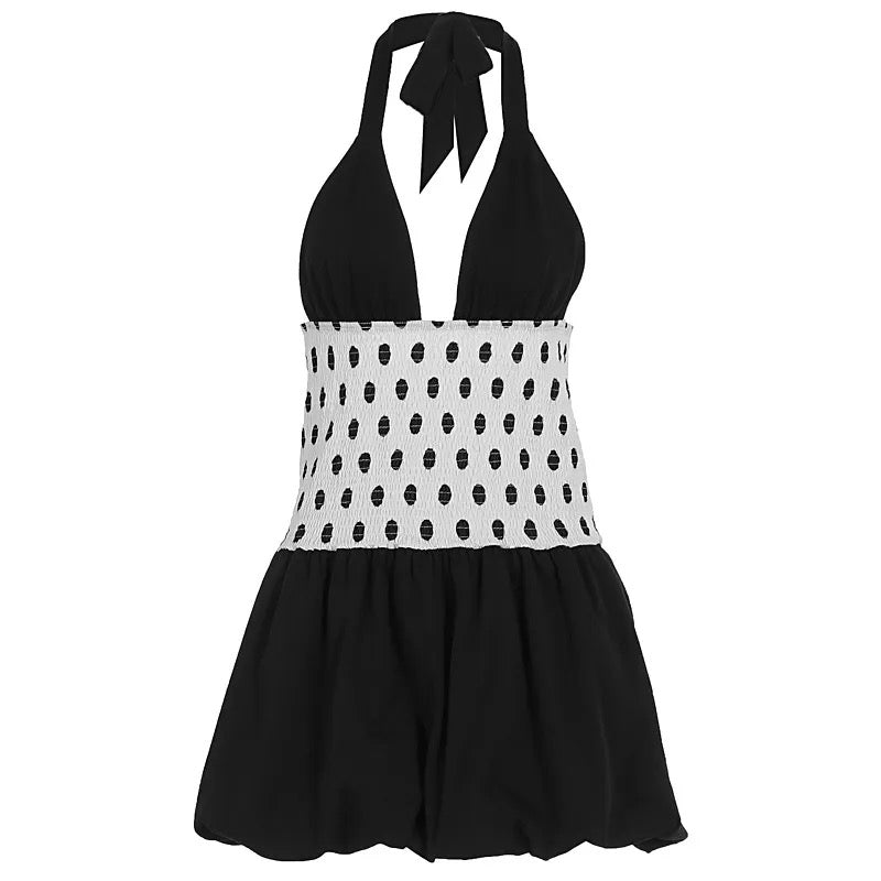 Lily Lace-up Polka Dot Mini Dress