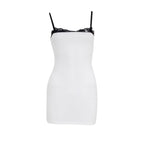 Sling Style White with Black Lace Contrast Bodycon Dress