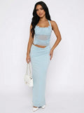 Florence Light Blue Flower Maxi Dress
